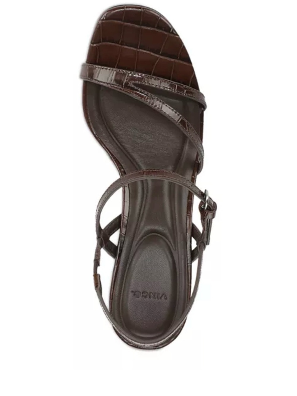 Vince Marcela Women’s Brown Croc Embossed Strappy Block Mid Heel Sandal NEW - Picture 6 of 6